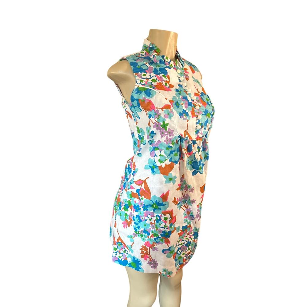 Vintage 1960 Women Trivia by Charm of Hollywood Sleeveless Floral Mod Dress